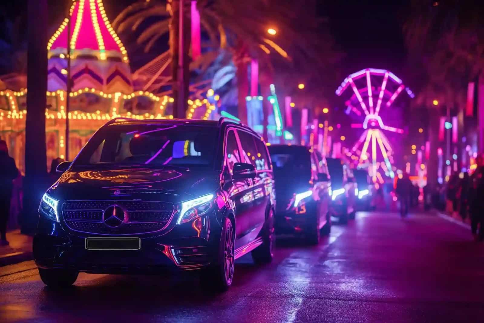 Boston Luxury Chauffeur vehicles arriving for an evening event in Boston