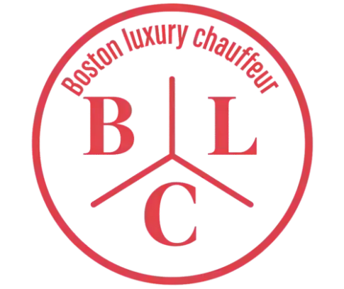 Boston Luxury Chauffeur Service red circular logo with white text and spokes, representing Boston branding and luxury chauffeur theme