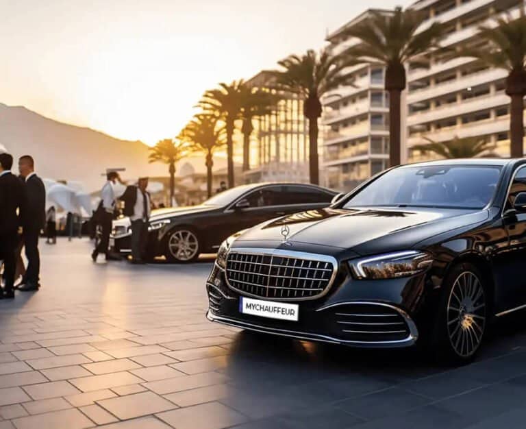 Luxury black car providing hourly chauffeur service for premium transportation