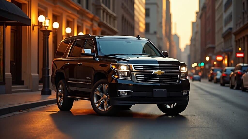 Luxury car service Boston black SUV for airport transfer from Dublin to Boston Logan Airport