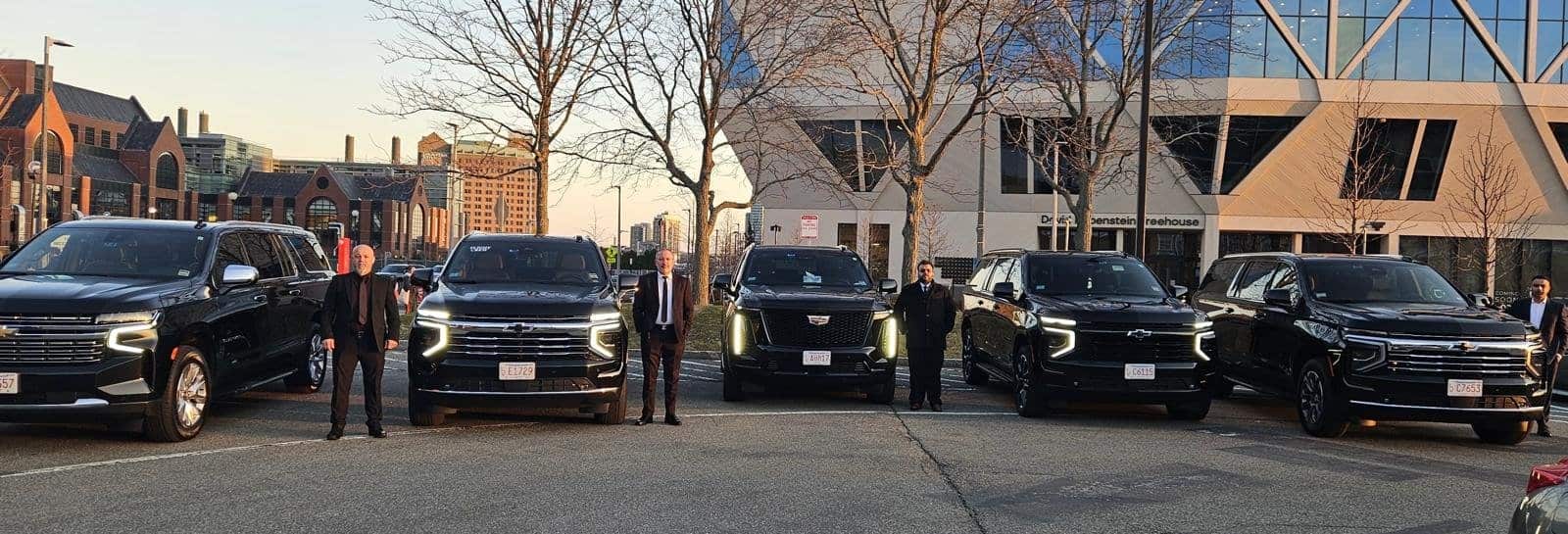 Luxury black executive sedan in Boston