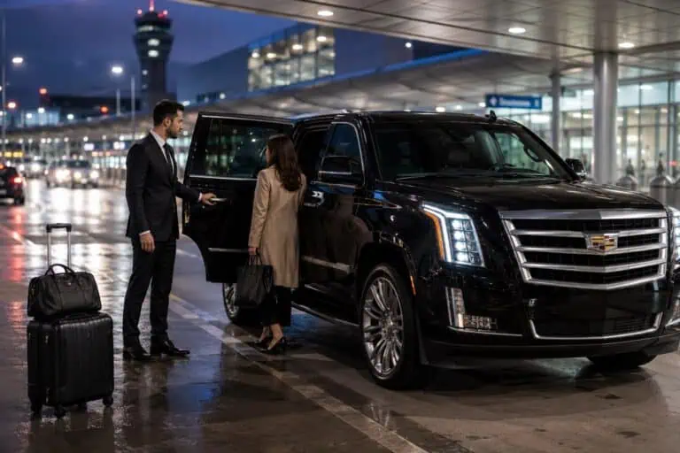 Black luxury SUV ready for a Boston Logan Airport transfer